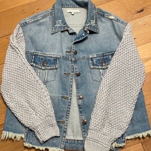 Heartloom Jean Jacket Blue Gray Knit Hybrid